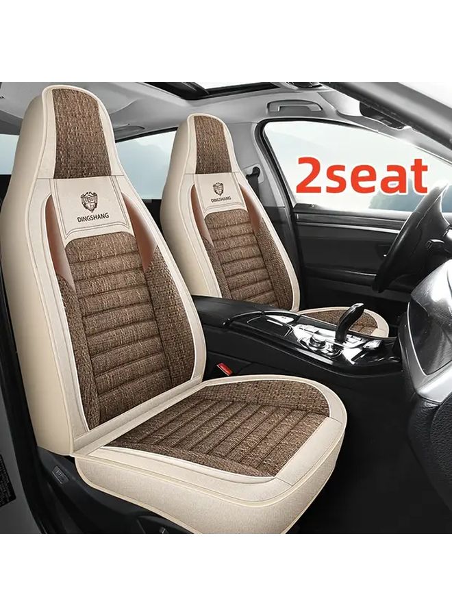 Black Linen Car Front Seat Covers 2PCS Breathable Comfortable All Season Durable - Image 1